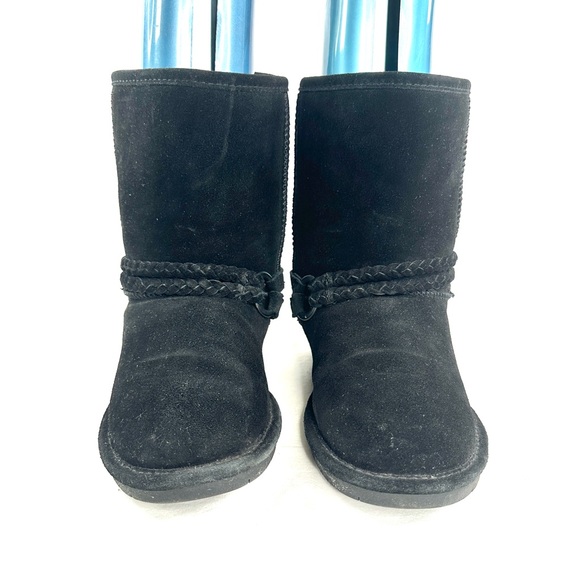 Bearpaw Adele Women Size 9 Wide Black Suede Boot Winter Braided Harness - Picture 2 of 10